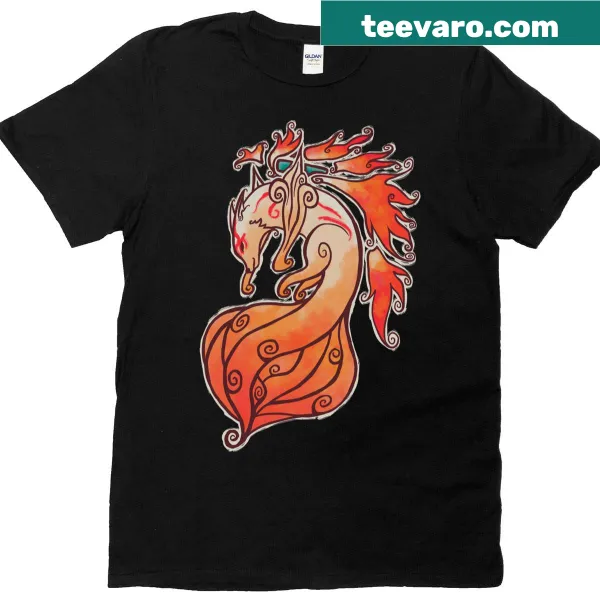 Illustrative Okamitales t-shirt featuring whimsical adventure-themed graphics