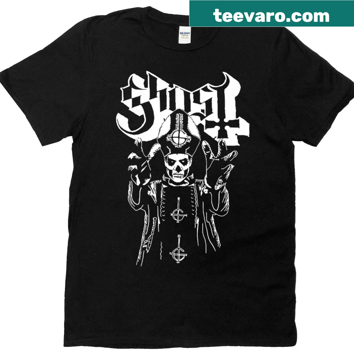 Paint Ghst T-shirt with whimsical ghost painting illustration — on a men's t-shirt
