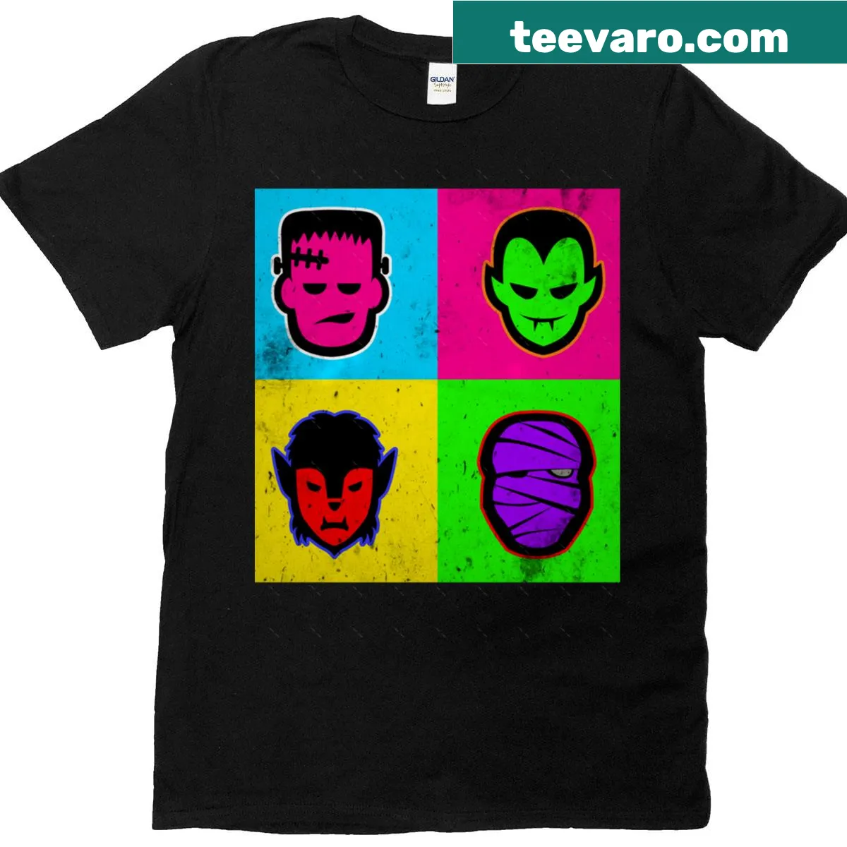 Illustration of quirky monsters on an oversized T-shirt — on a men's t-shirt