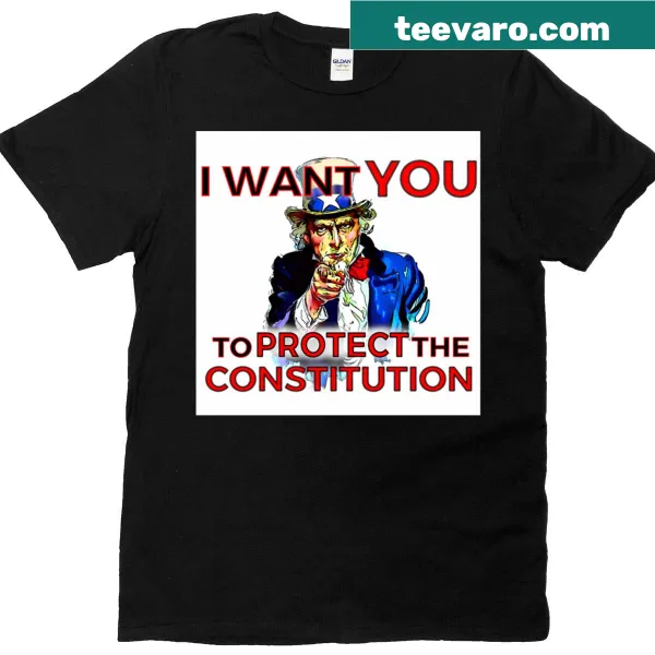 T-shirt with the phrase 'Protect The Constitution' printed prominently.