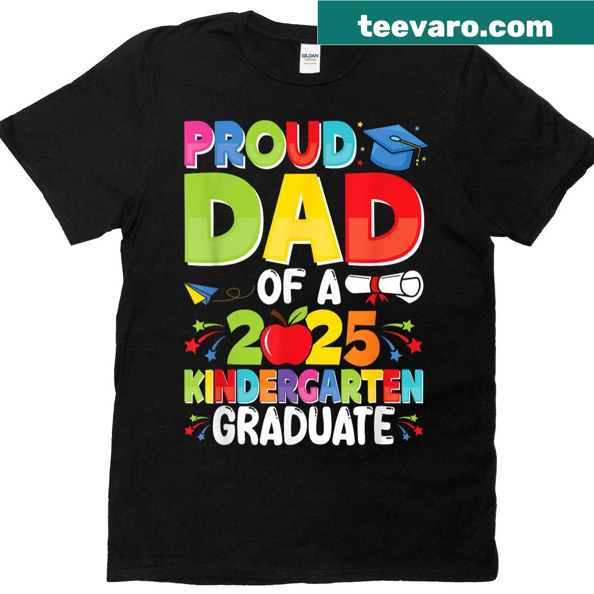 Proud Dad T-shirt for Class of 2025 kindergarten graduates — on a men's t-shirt