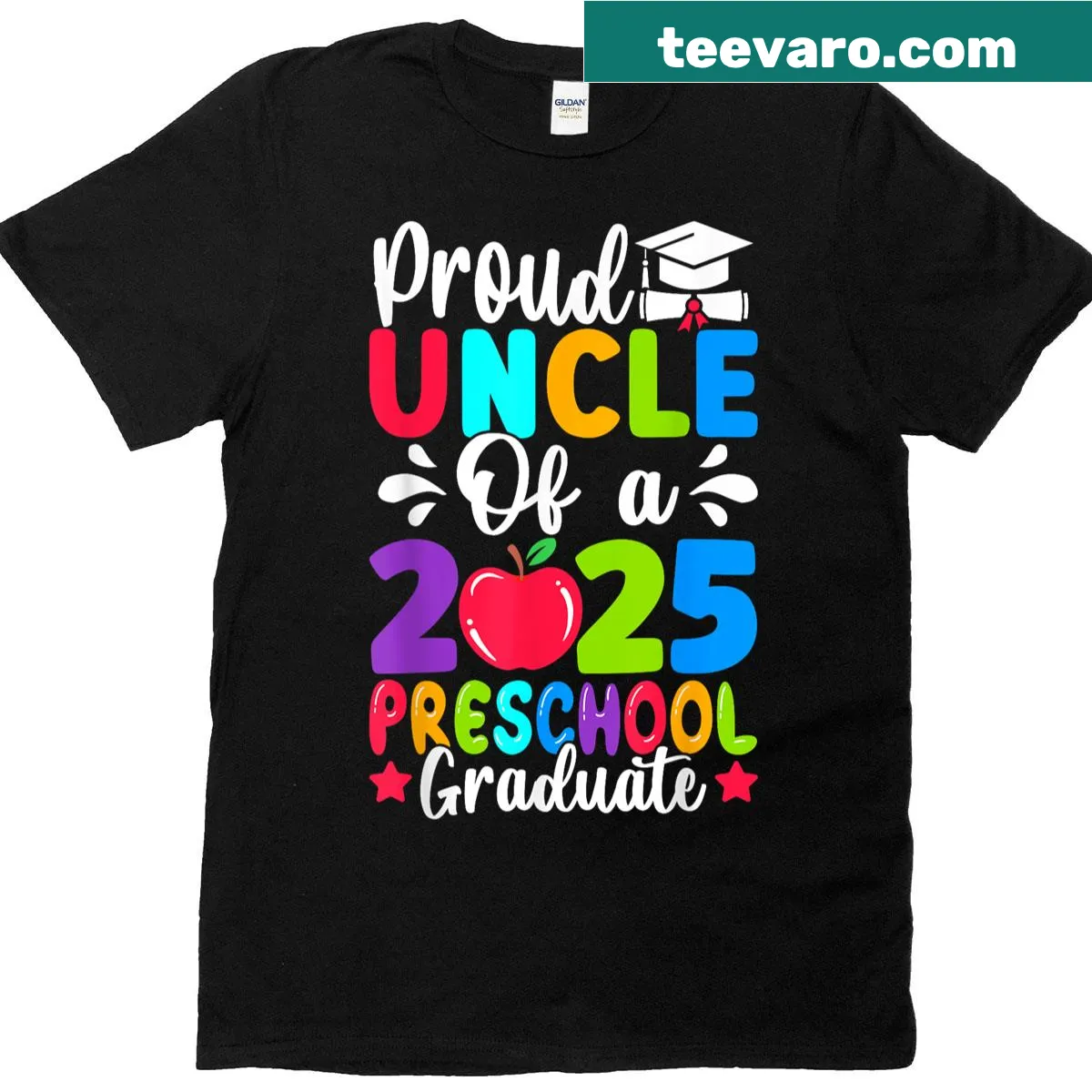 Graduation T-shirt for proud uncle of preschool graduate — on a men's t-shirt