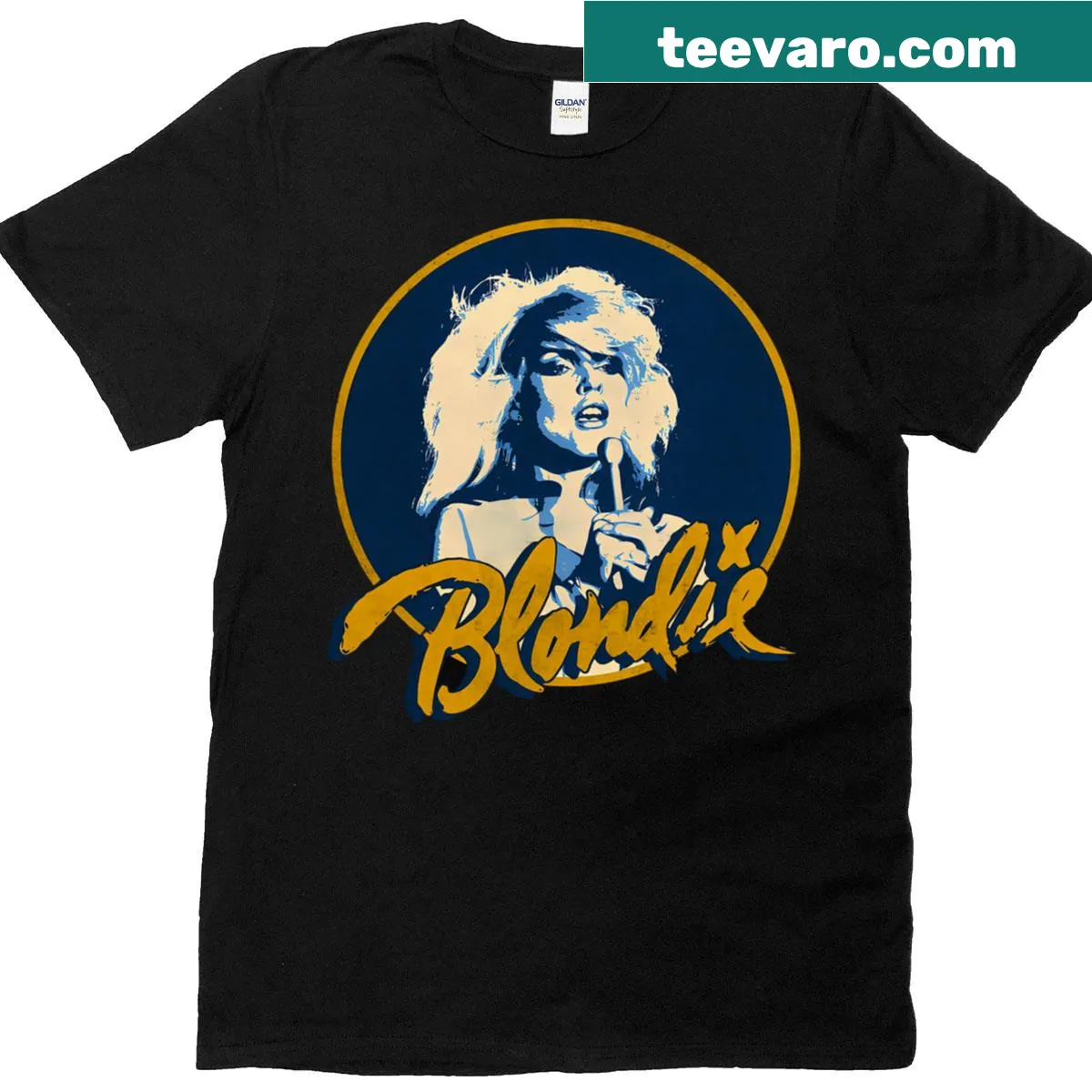 Retro 70s Punk Rock Girl T-shirt with bold graphics — on a men's t-shirt