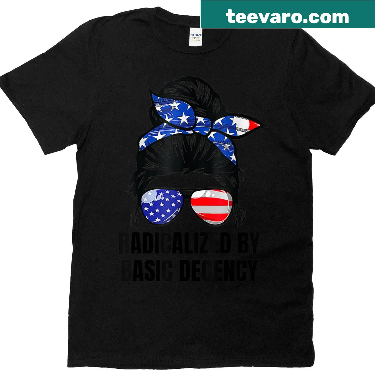 Typography shirt saying Radicalized By Basic Decency Social Democracy — on a men's t-shirt