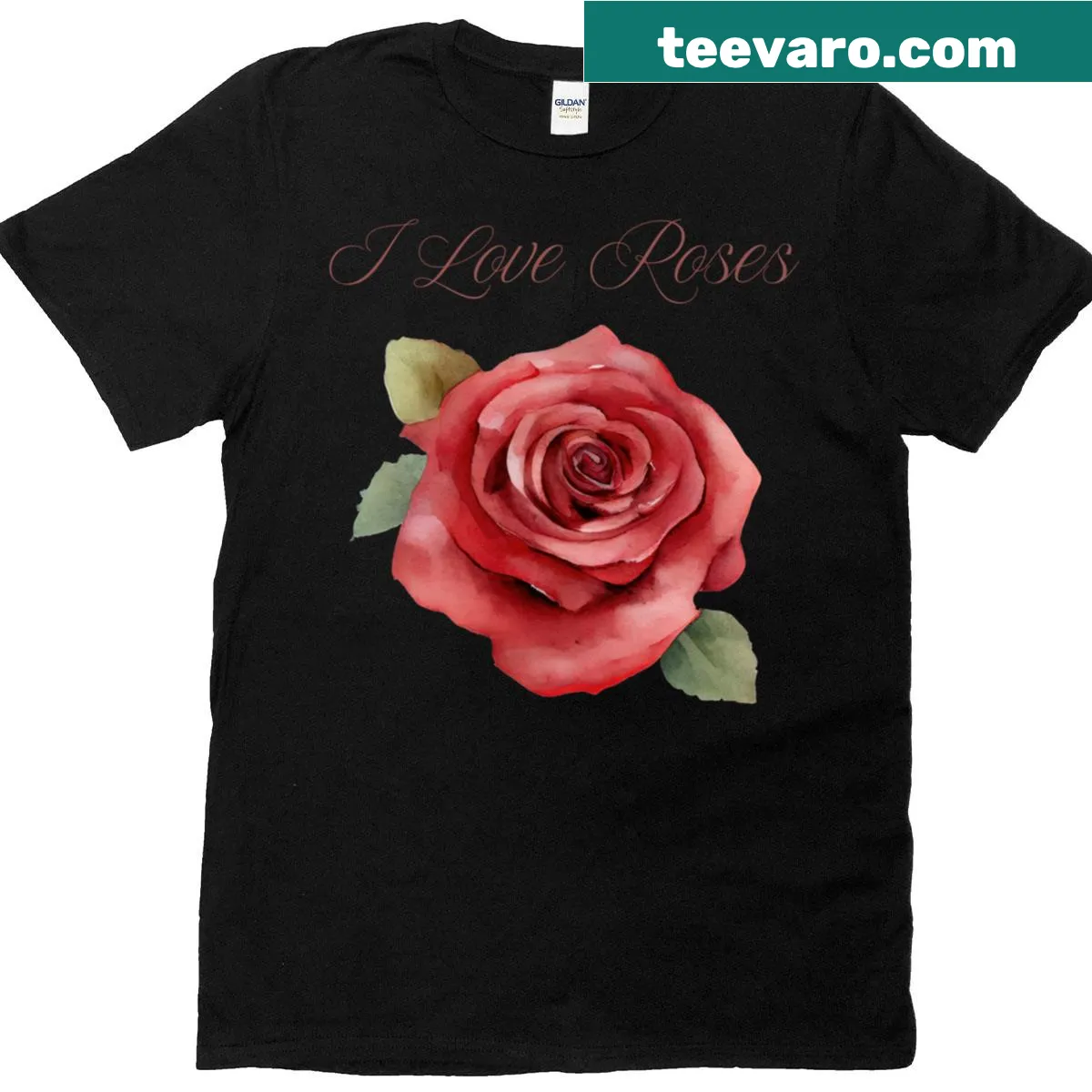 T-shirt featuring a detailed illustration of a red rose — on a men's t-shirt