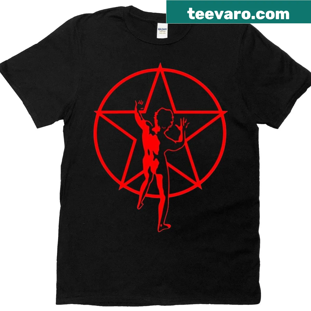 Minimalist abstract T-shirt with representations of starmen — on a men's t-shirt