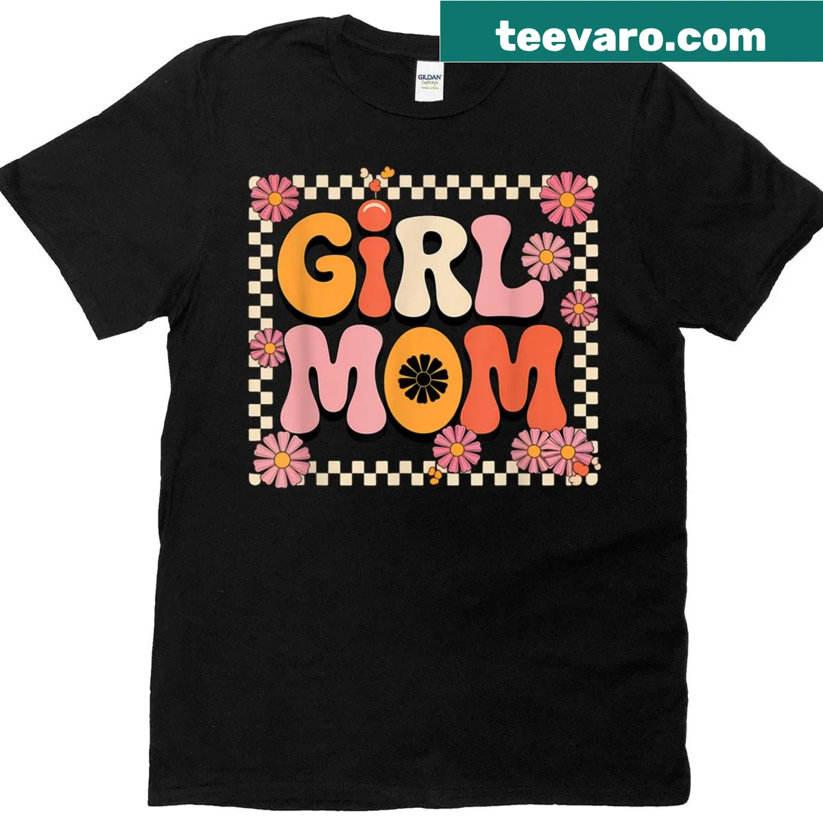 Retro T-shirt with 'Mom Of Girls' graphic — on a men's t-shirt