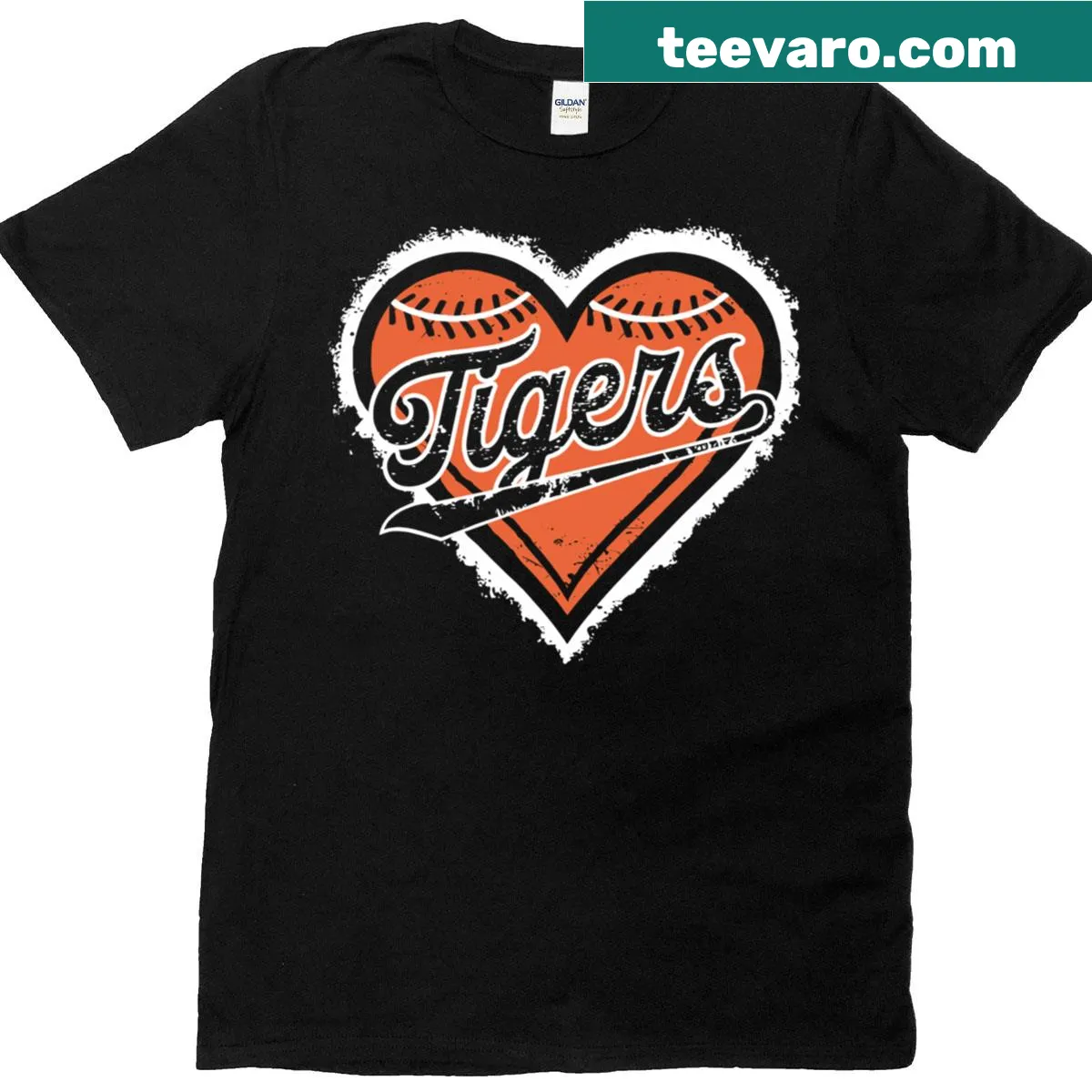 Distressed t-shirt featuring a vintage tiger design and heart graphic — on a men's t-shirt
