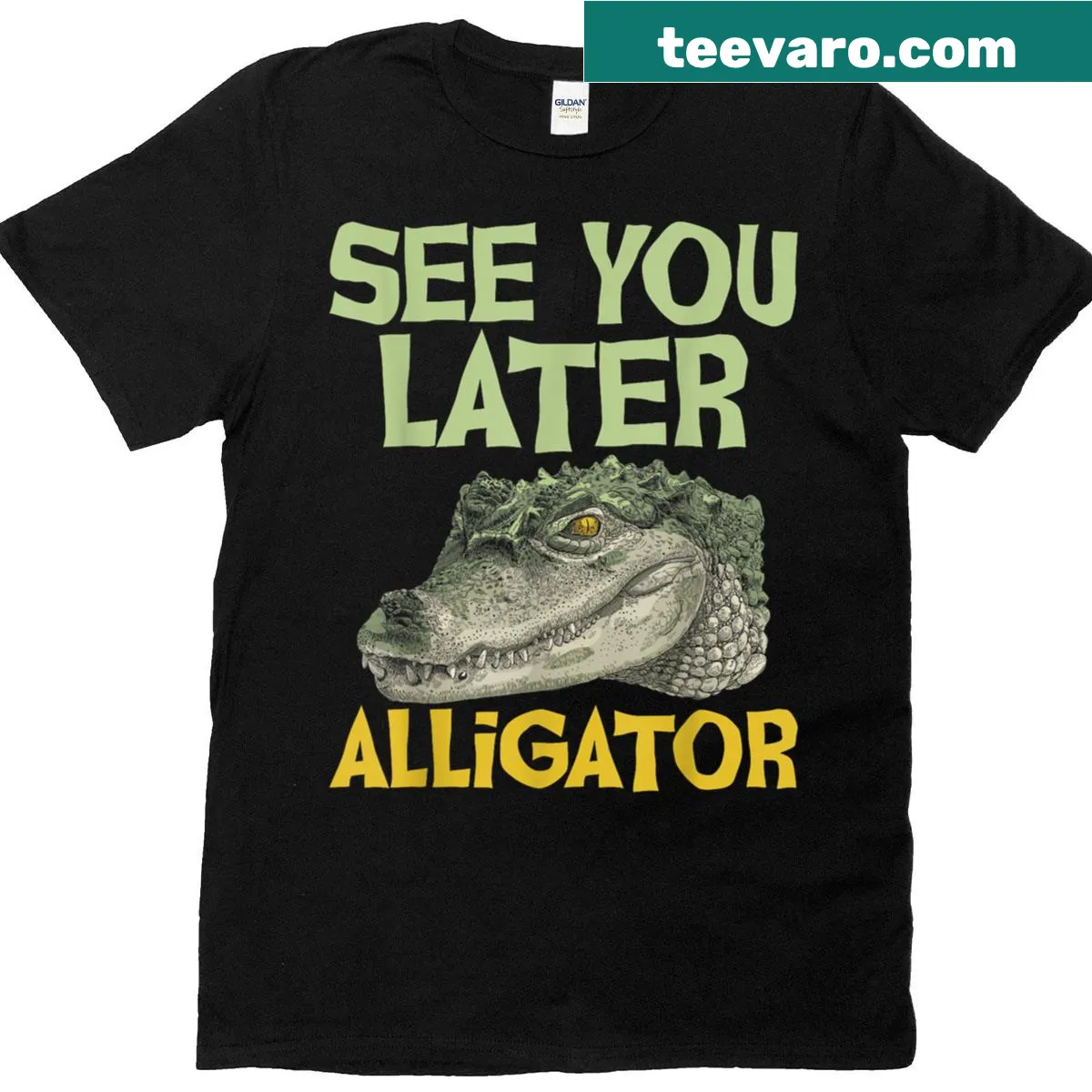 Cute alligator t-shirt with the phrase 'See You Later Alligator' — on a men's t-shirt