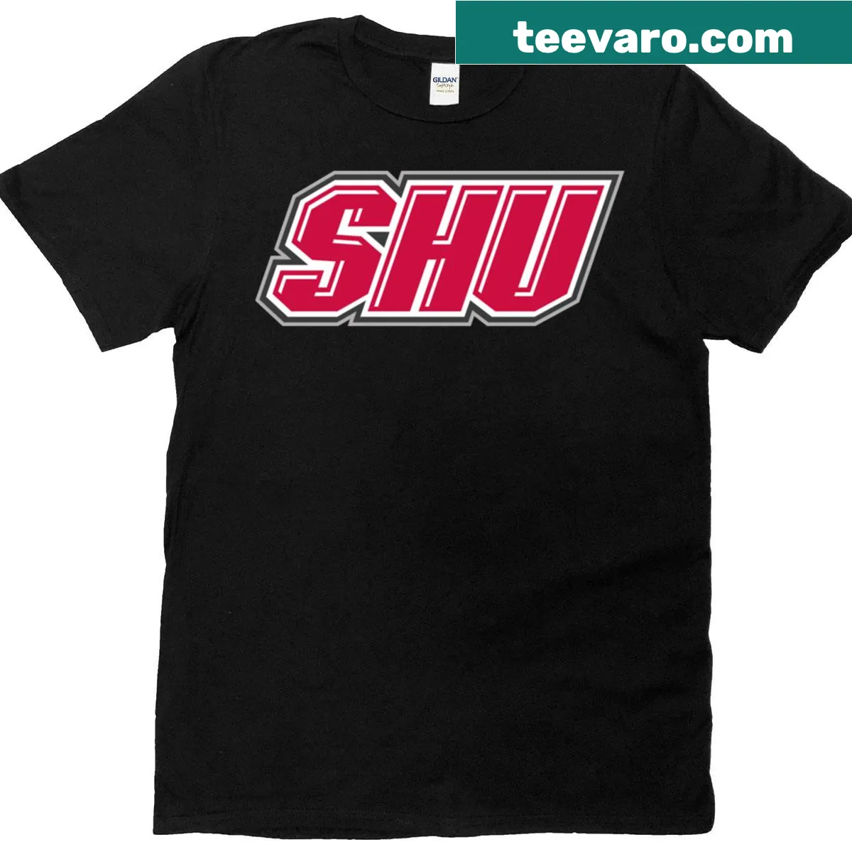 T-shirt featuring Shu Pioneers logo graphic — on a men's t-shirt