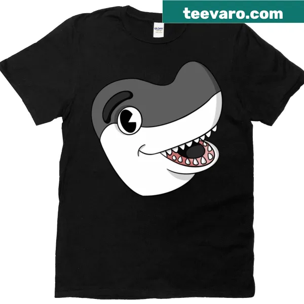 Oversized t-shirt featuring a playful cartoon shark design