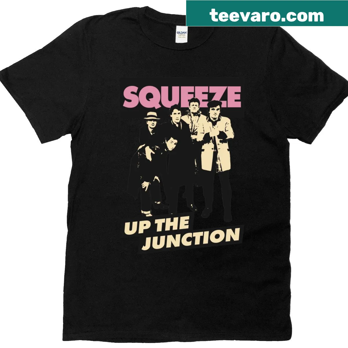 Vintage-inspired T-shirt featuring Squeeze song reference — on a men's t-shirt