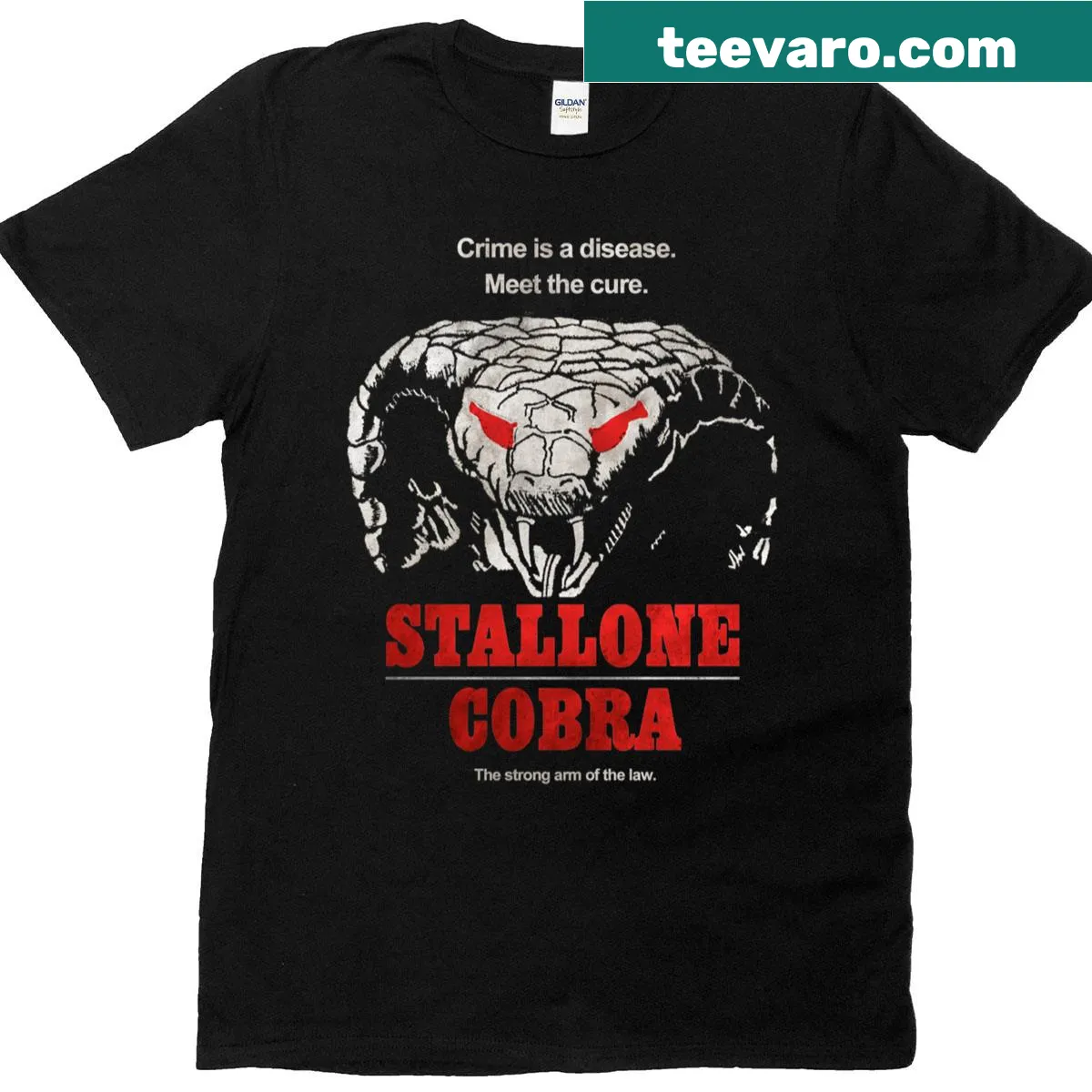 Cobra t-shirt featuring an iconic design inspired by Stallone — on a men's t-shirt
