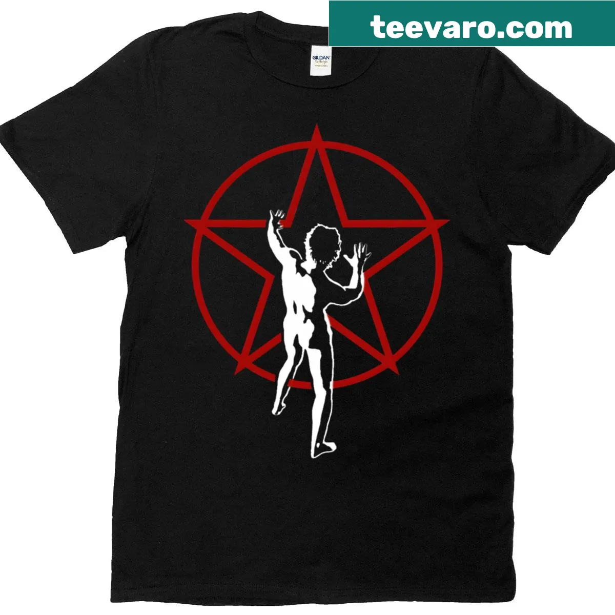 T-shirt featuring the Starmen logo design — on a men's t-shirt