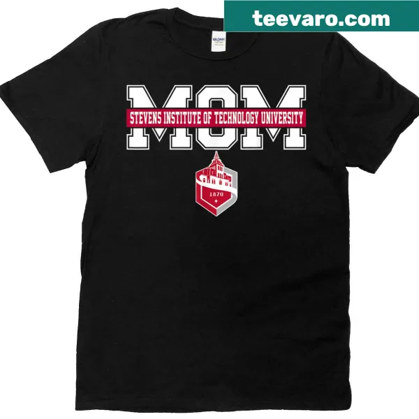 Stevens Institute of Technology Mom t-shirt with bold arch text