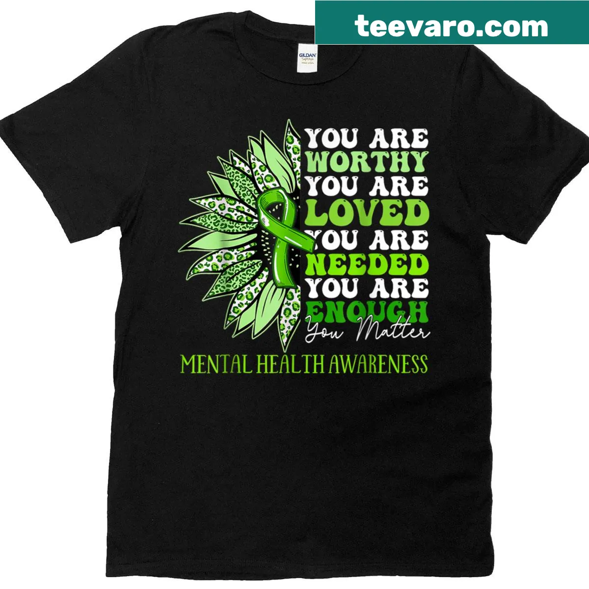Motivational sunflower graphic promoting mental health awareness — on a men's t-shirt
