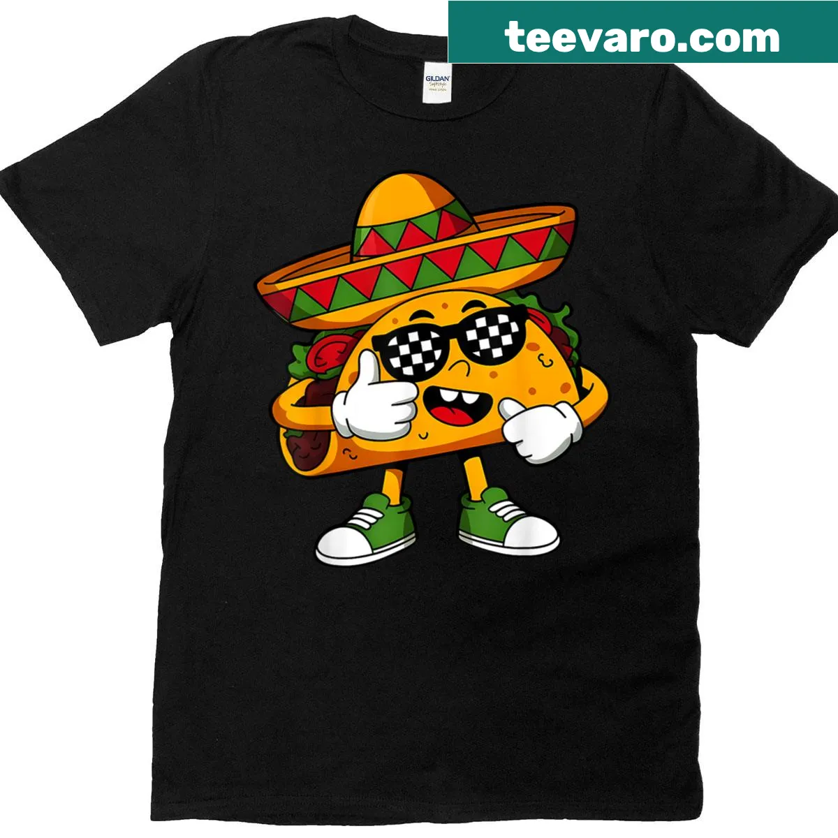 Funny Taco Cinco De Mayo T-shirt featuring playful graphic — on a men's t-shirt