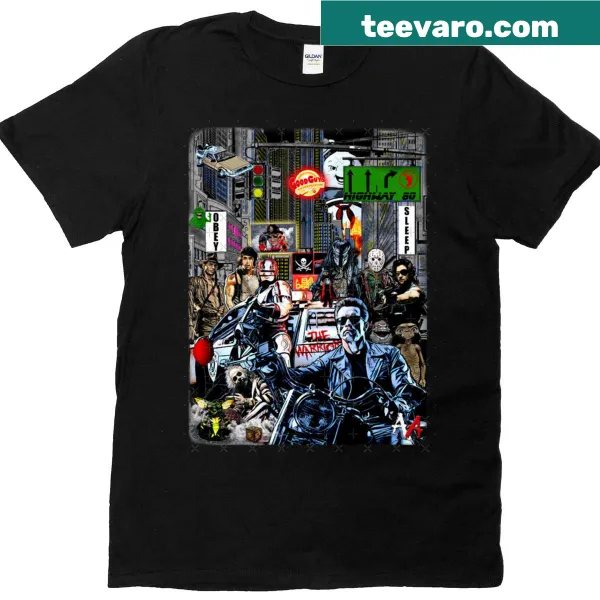Retro-themed T-shirt celebrating the 1980s culture and trends