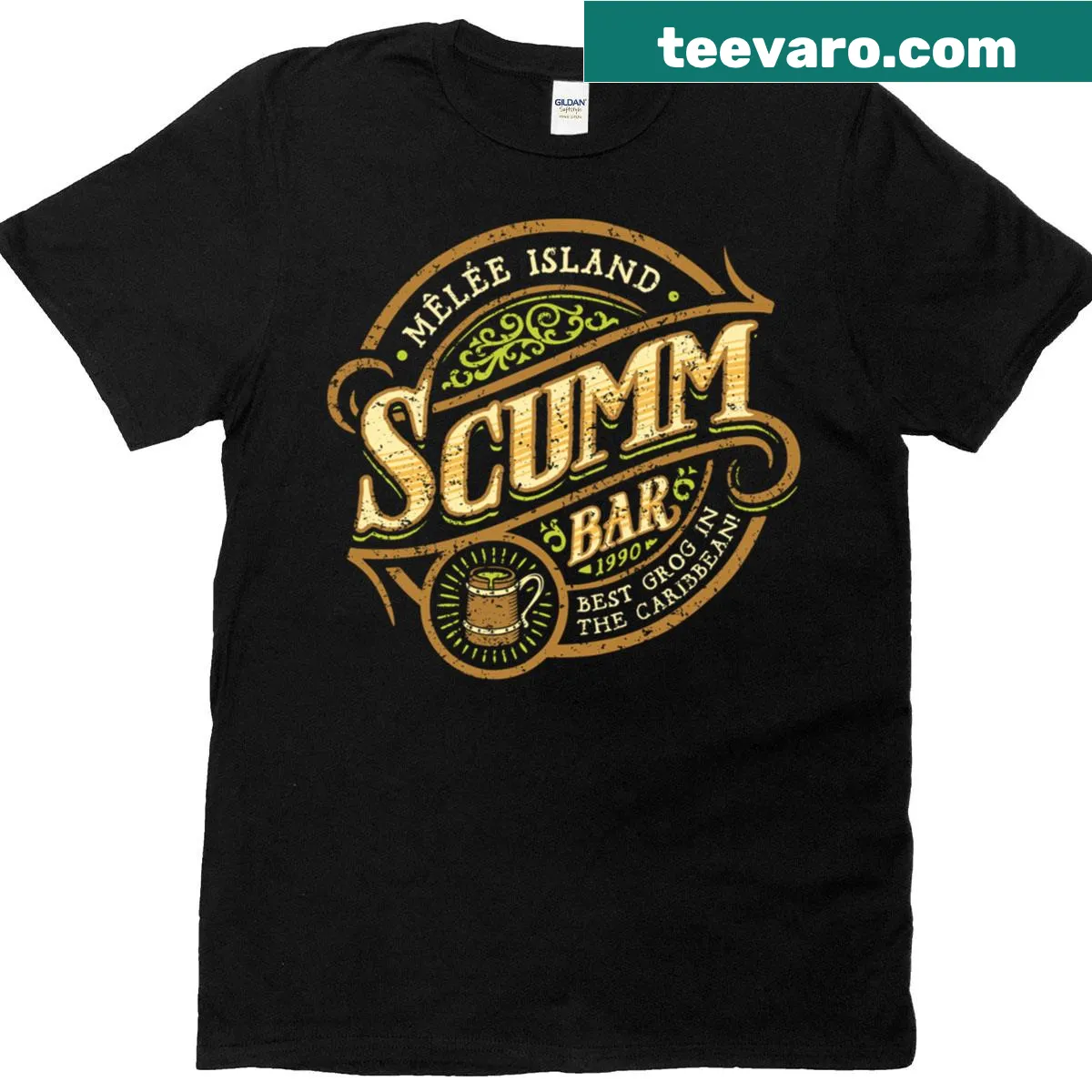 T-shirt featuring a playful pirate emblem — on a men's t-shirt