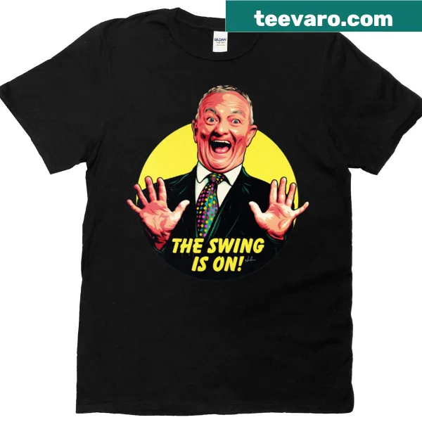 T-shirt with The Swing Is On phrase in playful typography