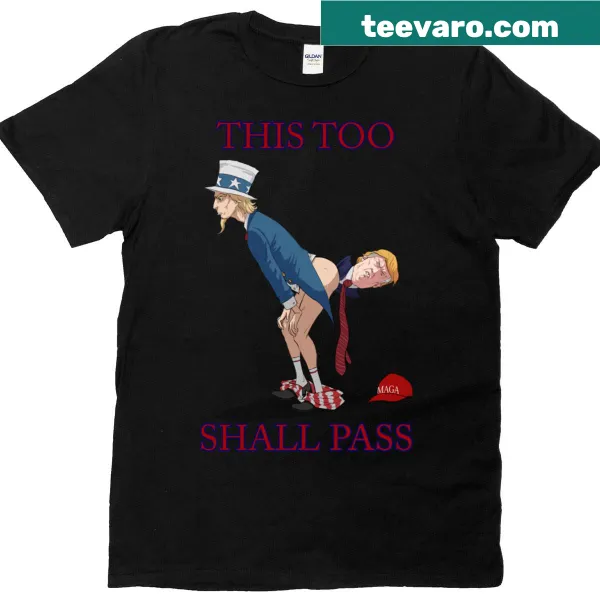 Inspirational typography saying 'This Too Shall Pass' on a T-shirt.