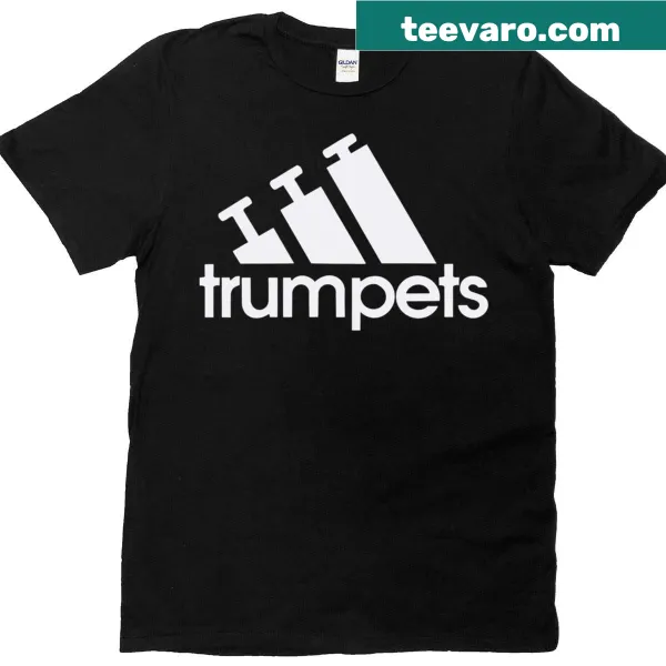 T-shirt with a stylized trumpet logo