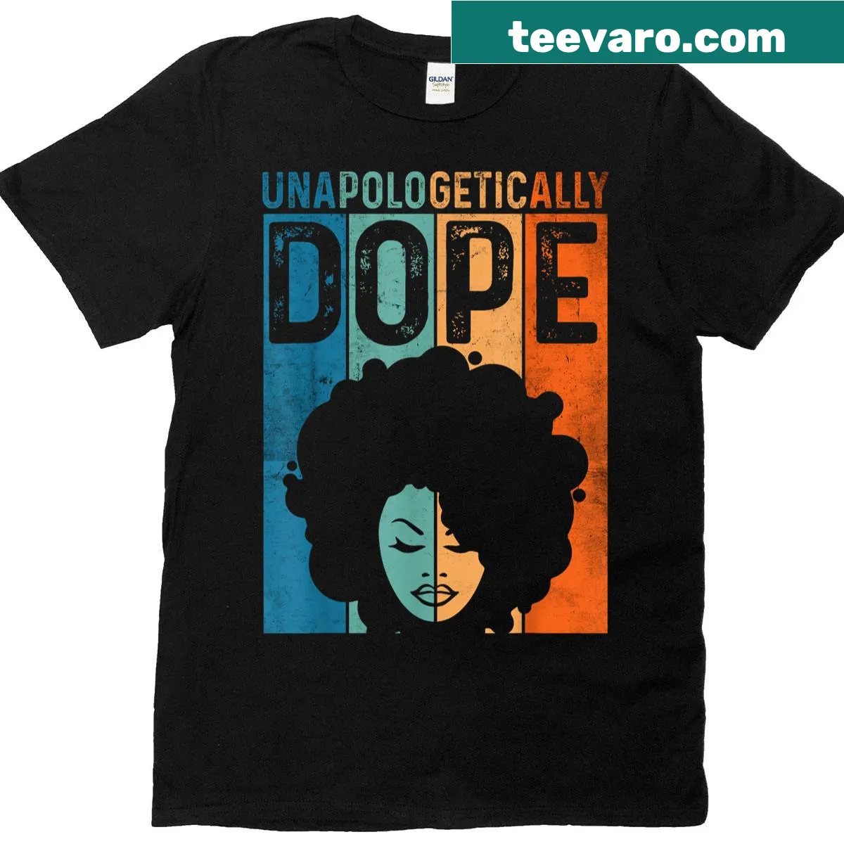 Bold Afro graphic T-shirt with the text 'Unapologetically Black' — on a men's t-shirt
