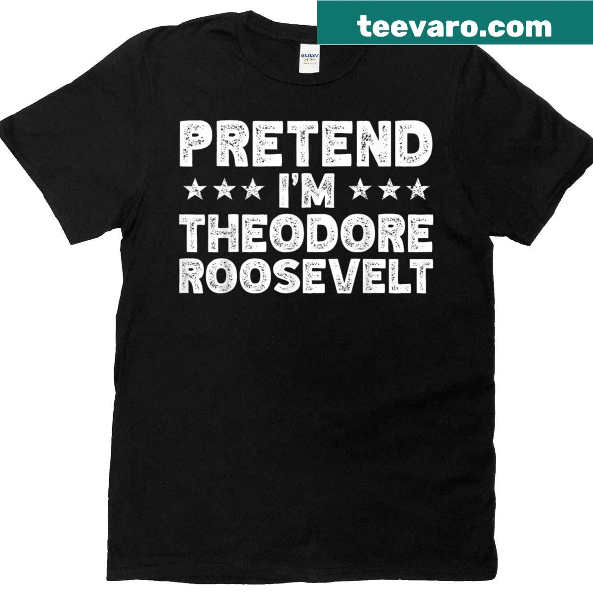 T-shirt encouraging imaginative play as Theodore Roosevelt — on a men's t-shirt