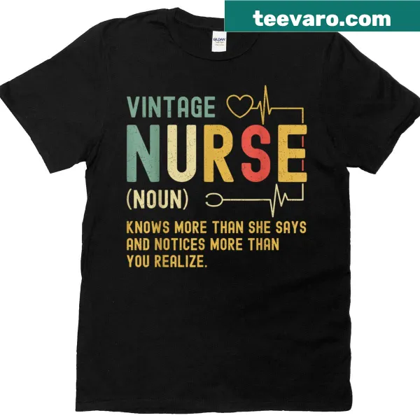 Vintage nurse definition t-shirt with humorous text