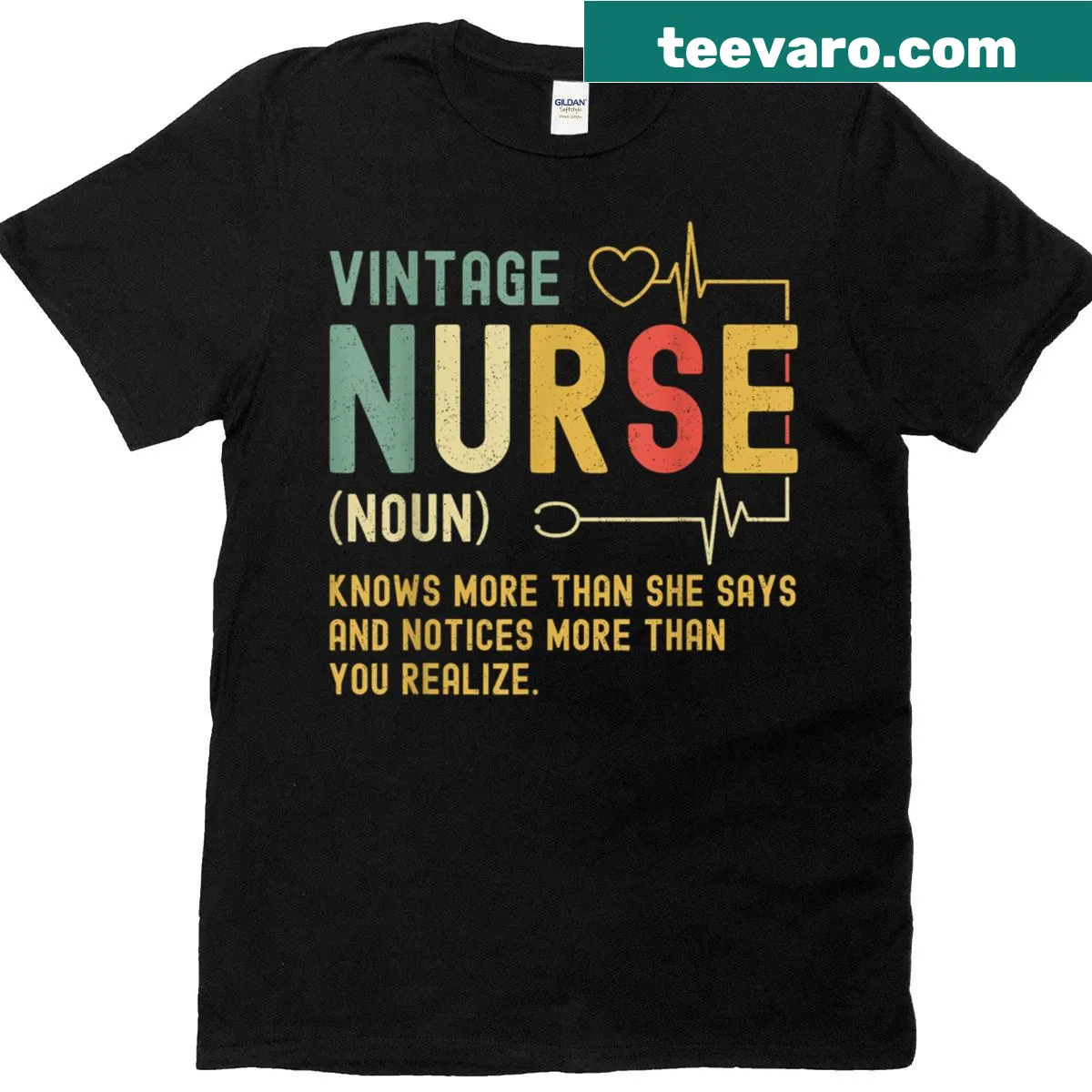Vintage nurse definition t-shirt with humorous text — on a men's t-shirt