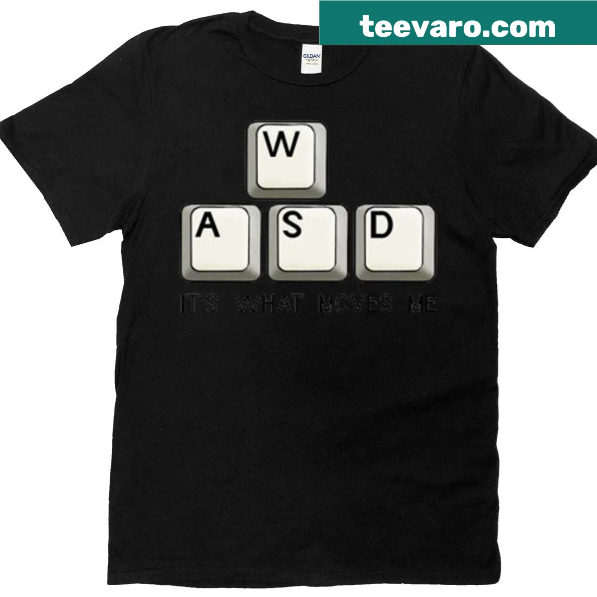 Funny gaming T-shirt featuring 'WASD' phrase — on a men's t-shirt