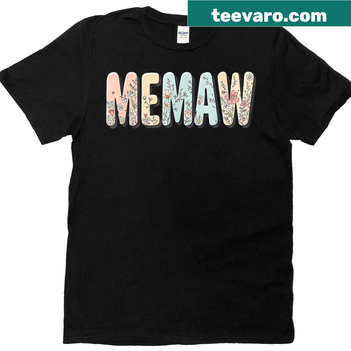 Floral illustration t-shirt for Memaw with wildflowers and text — on a men's t-shirt