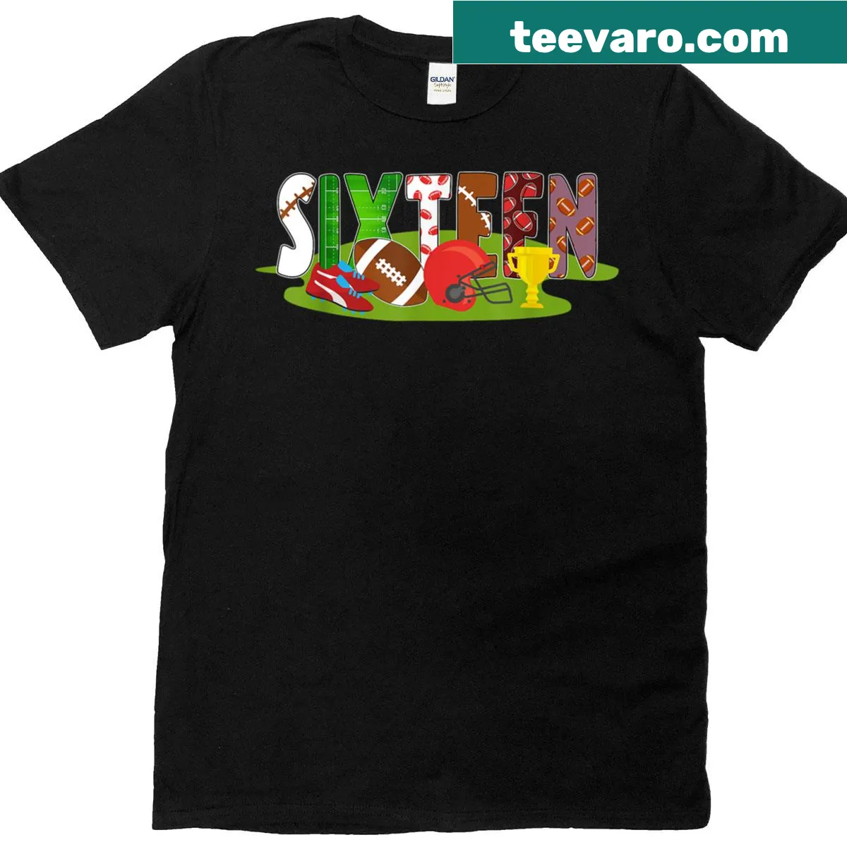 Football-themed t-shirt for a 16-year-old's birthday — on a men's t-shirt