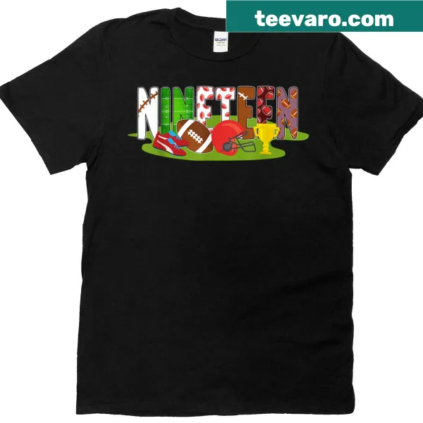 19th birthday football-themed t-shirt for kids