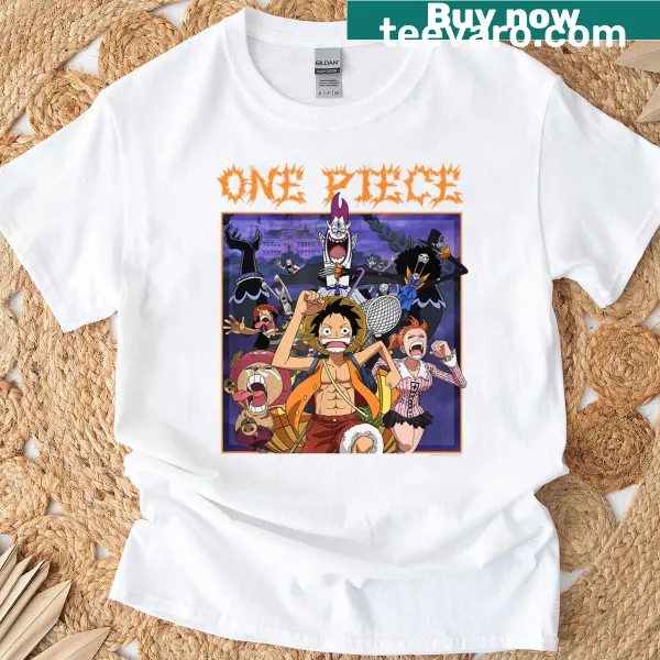 Dynamic anime character with heavy metal logo on T-shirt