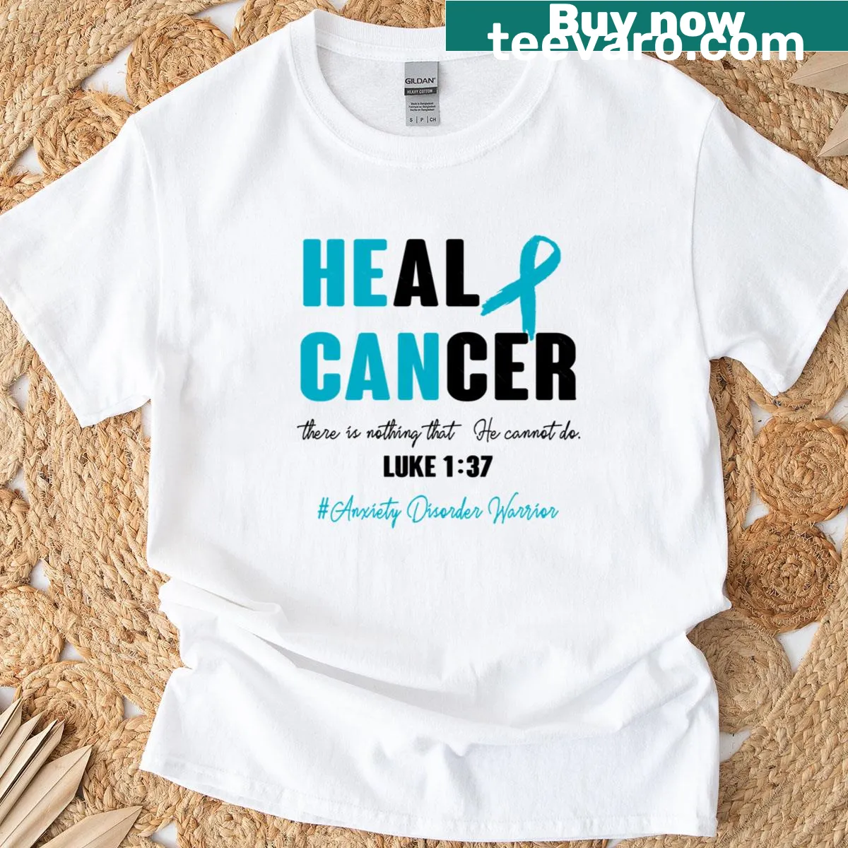 Supportive Awareness t-shirt for anxiety disorder and cancer — on a men's t-shirt