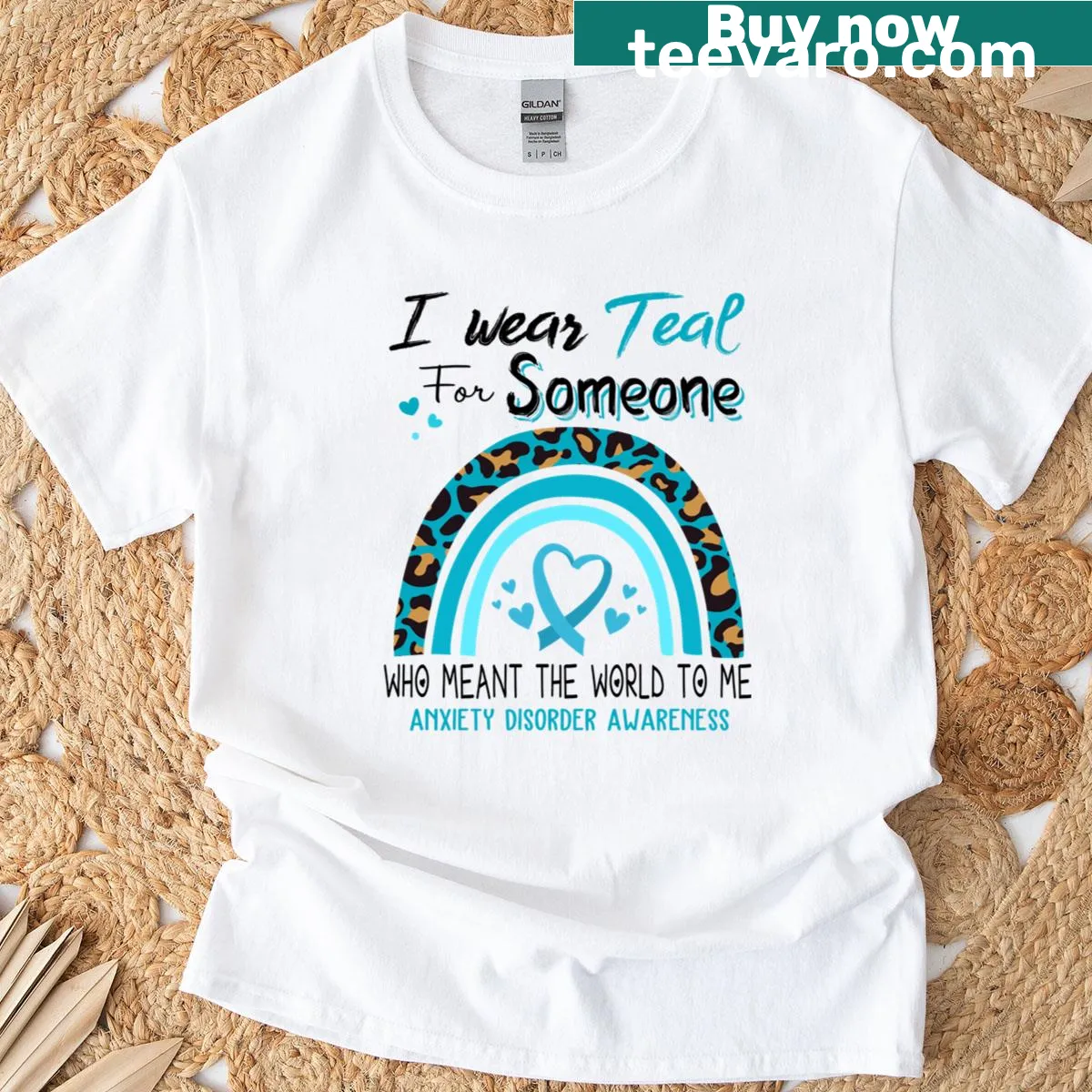 Sentimental T-shirt featuring pink awareness message for anxiety — on a men's t-shirt