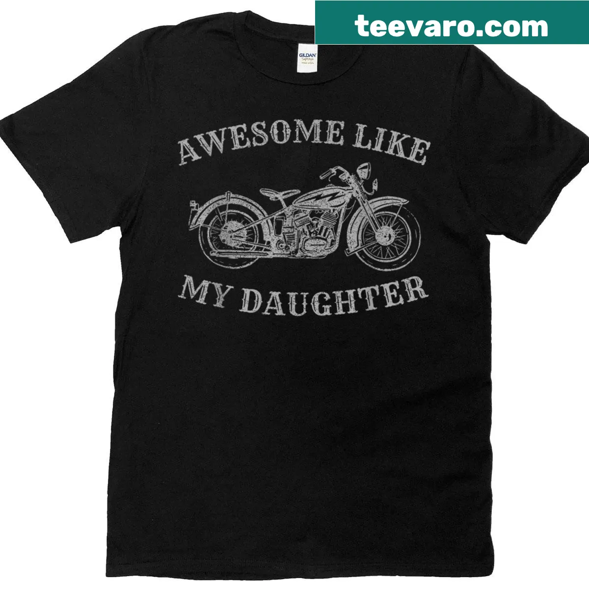 Vintage funny Biker Dad T-shirt with daughter-themed text — on a men's t-shirt