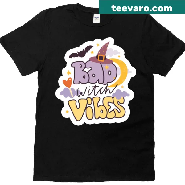 Kids oversized t-shirt with 'Bad Witch Vibes' for Halloween