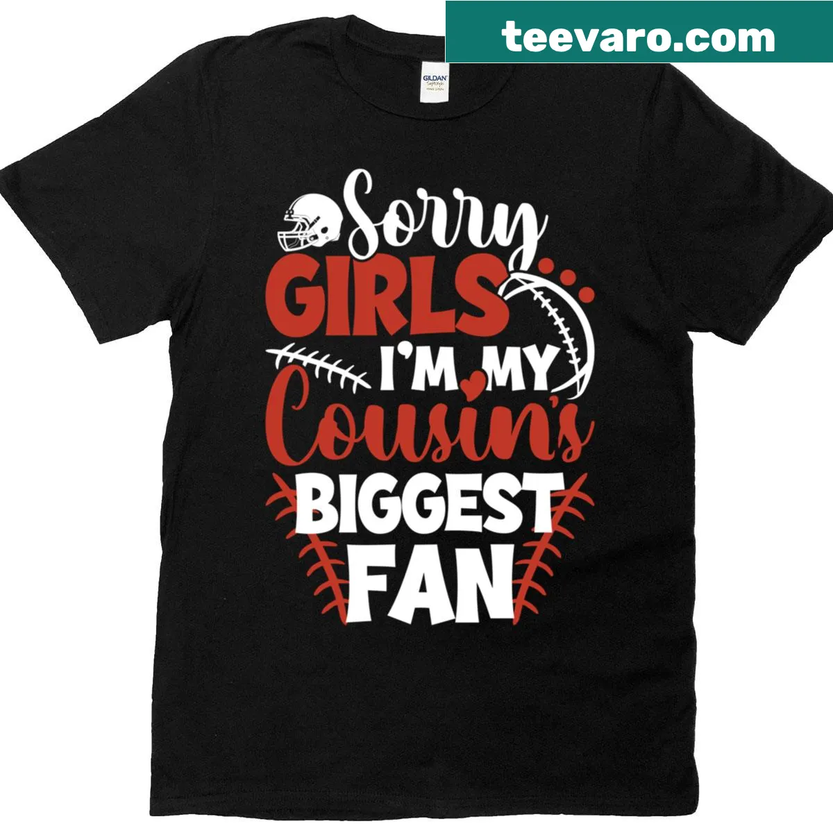 Proud cousin football fan graphic T-shirt. — on a men's t-shirt