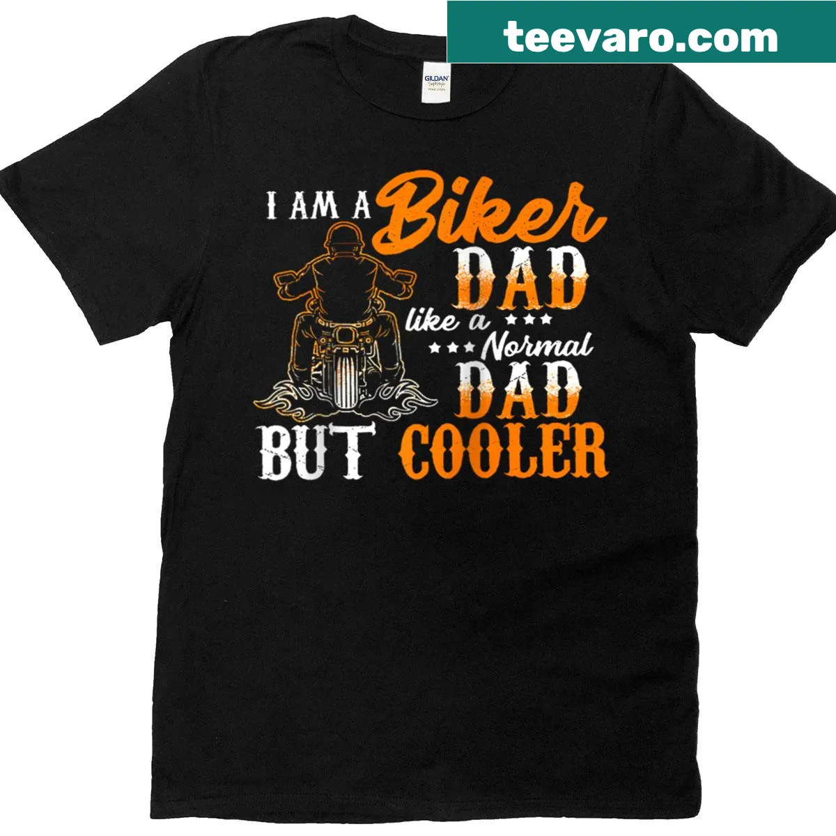 Funny Biker Dad t-shirt with playful text design — on a men's t-shirt