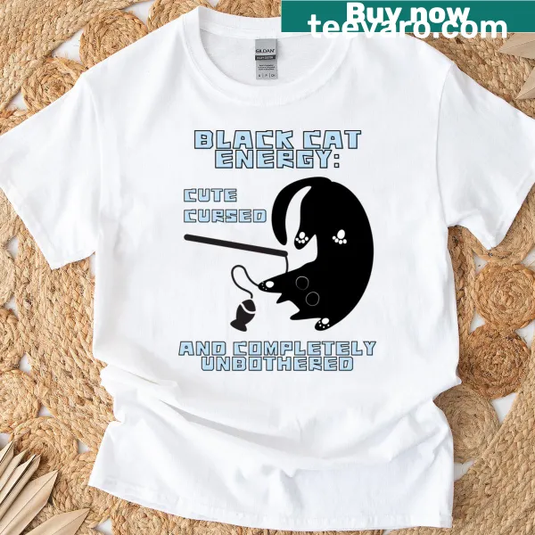 Cartoon graphic of a playful blue kitty on a t-shirt