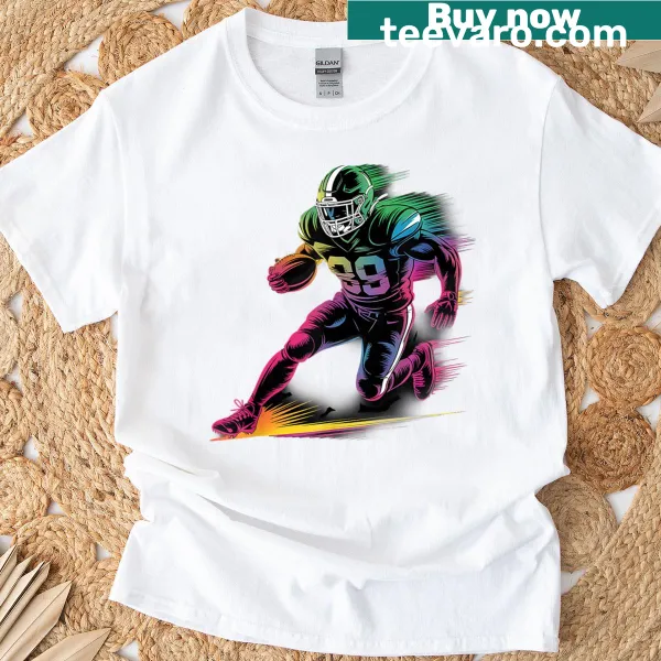 Retro American football T-shirt with nostalgic graphics
