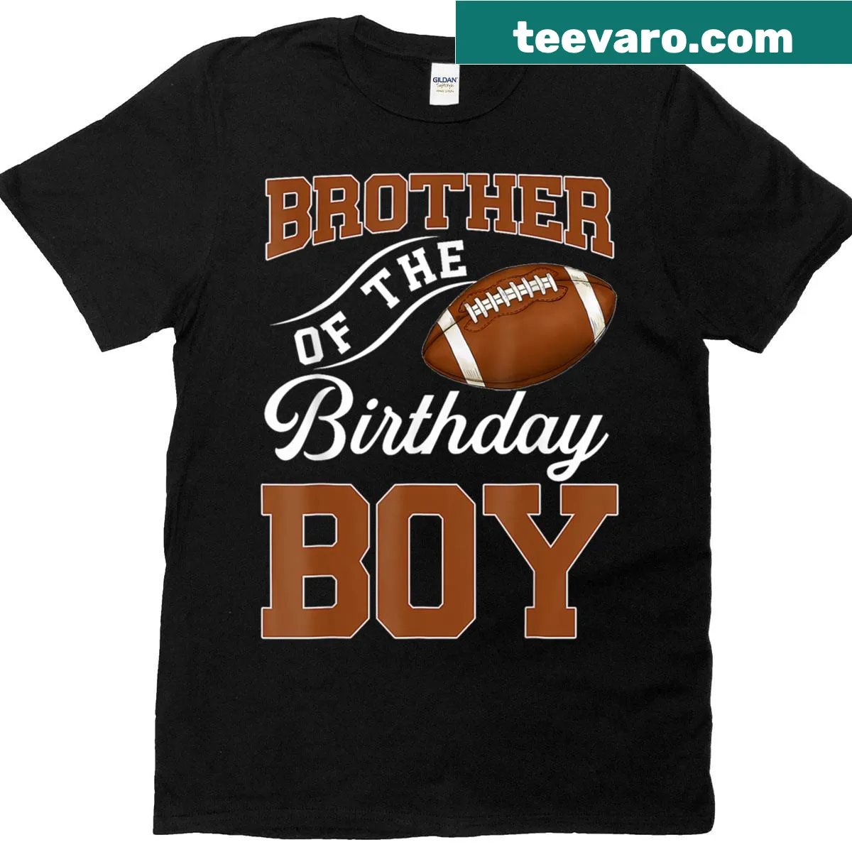 Illustrative football birthday shirt for brother of birthday boy — on a men's t-shirt