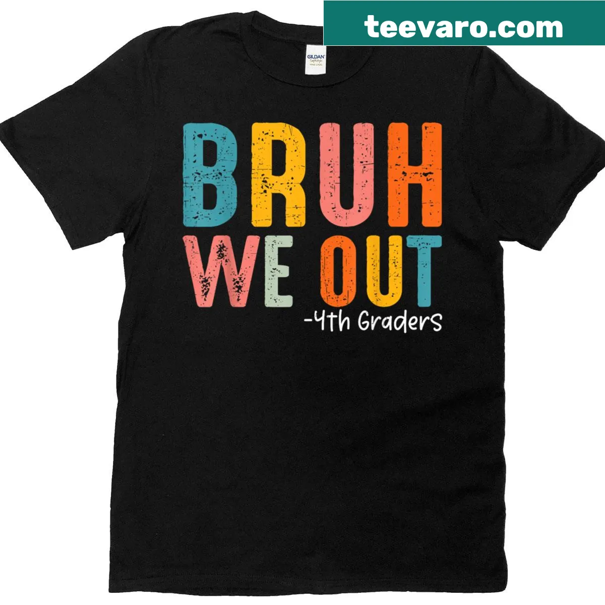 Graduation t-shirt for fourth graders with 'Bruh We Out' text — on a men's t-shirt