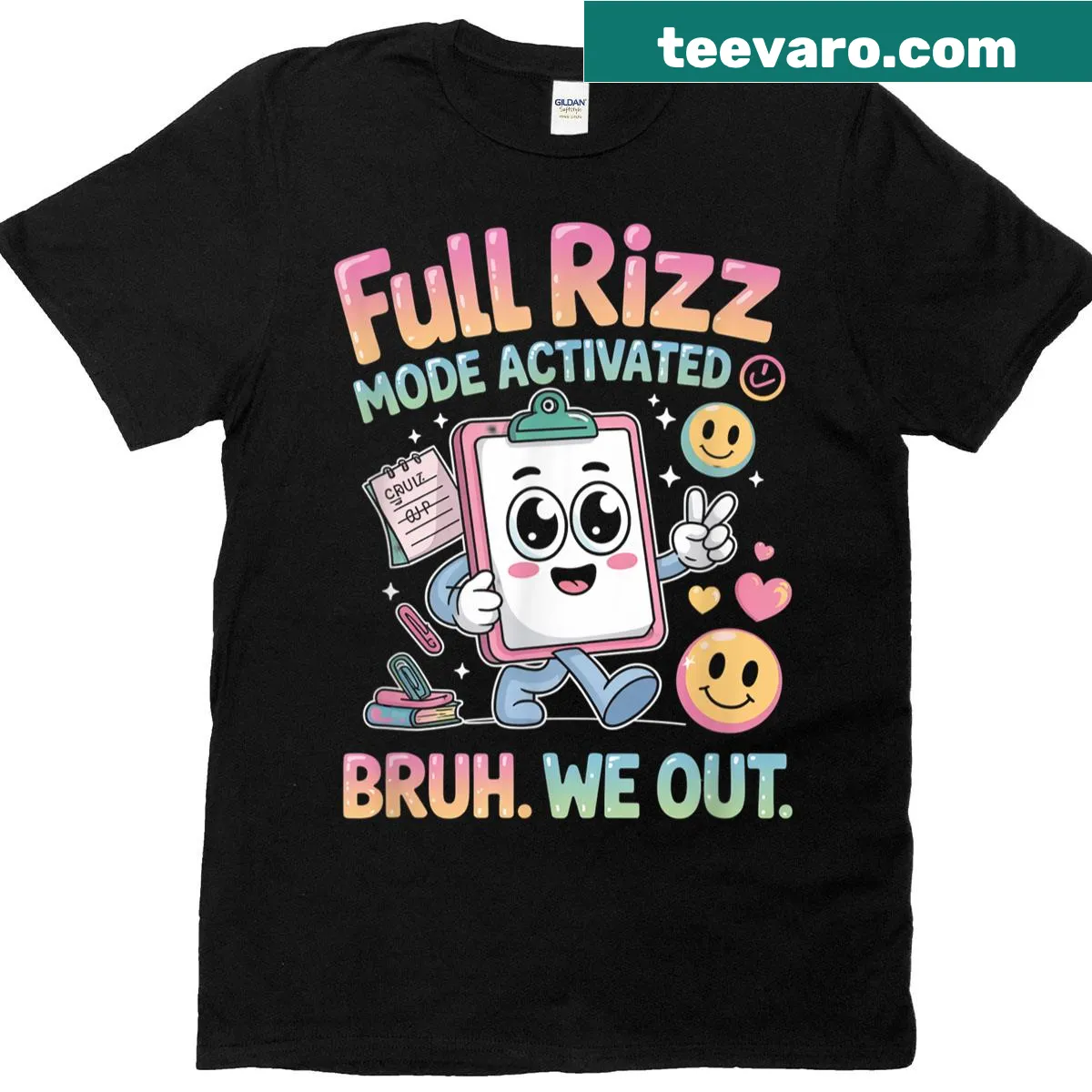 Teacher t-shirt with 'Bruh We Out Happy Last Day Of School 2025' text — on a men's t-shirt