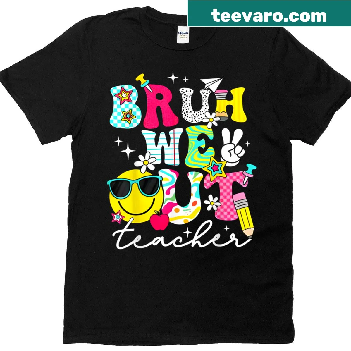 Playful T-shirt with 'Bruh We Out' for teachers' last day — on a men's t-shirt