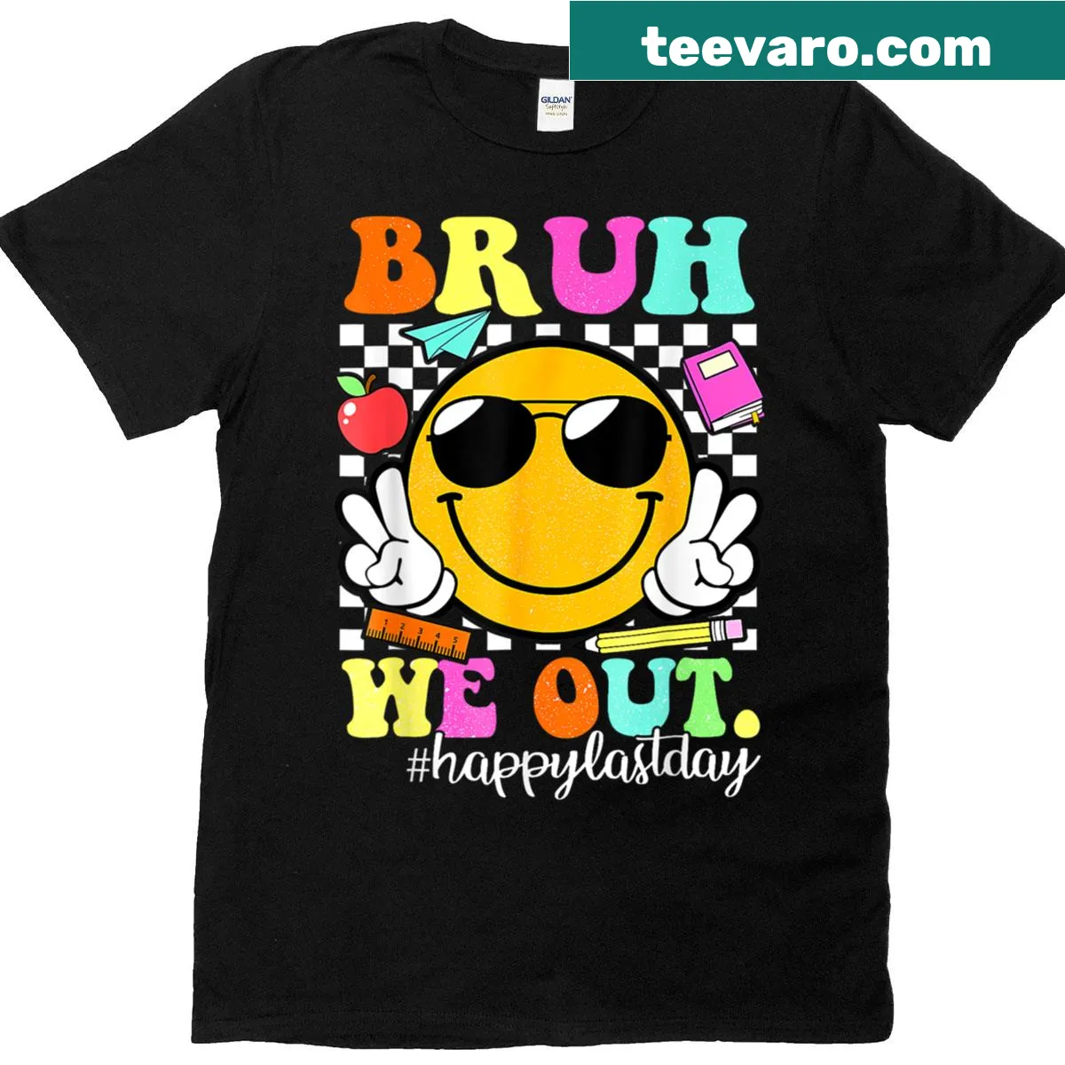 Cheerful T-shirt with 'Bruh We Out' for teachers — on a men's t-shirt