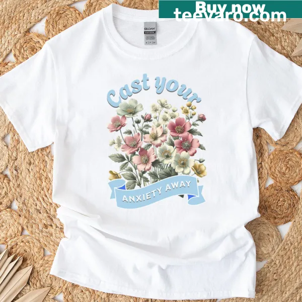 Inspiring graphic t-shirt featuring wildflowers and a calming message.