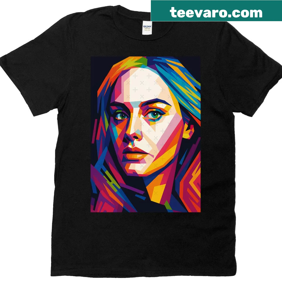 Pop art t-shirt featuring a graphic of Adele — on a men's t-shirt